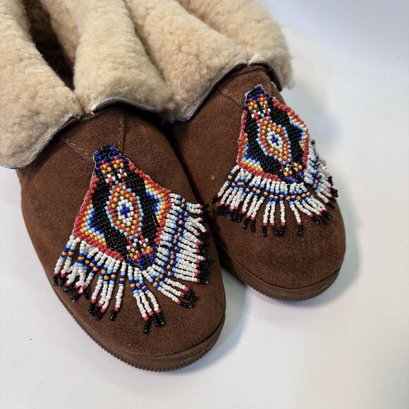 Staheekum Men’s Size 10 Moccasin Slippers Suede Brown Boho Hippie Beaded main image 4